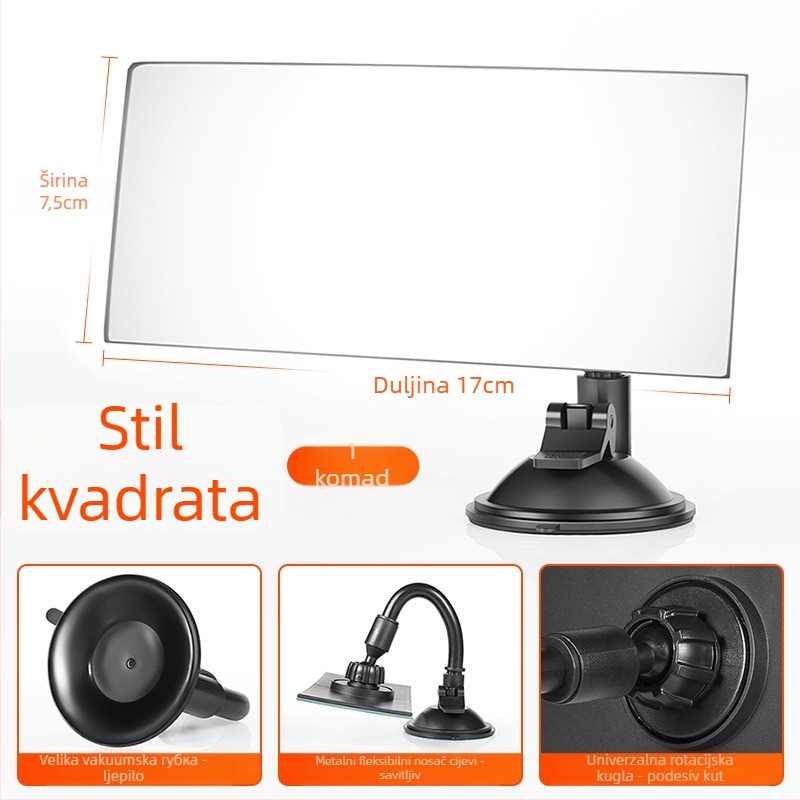 Automobilski retrovizor s vakuum držačem, 360° pregled, ogledalo za nadzor bebe, univerzalna kompatibilnost