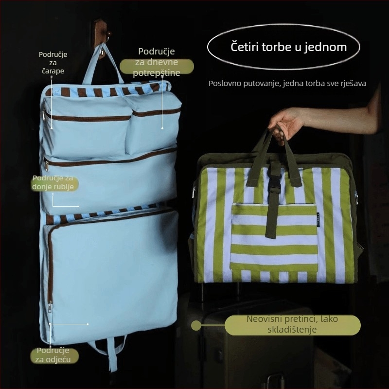 Torba za putovanje velike kapacitete, 7-u-1 organizator za kozmetiku i higijenske potrepštine, sklopiva