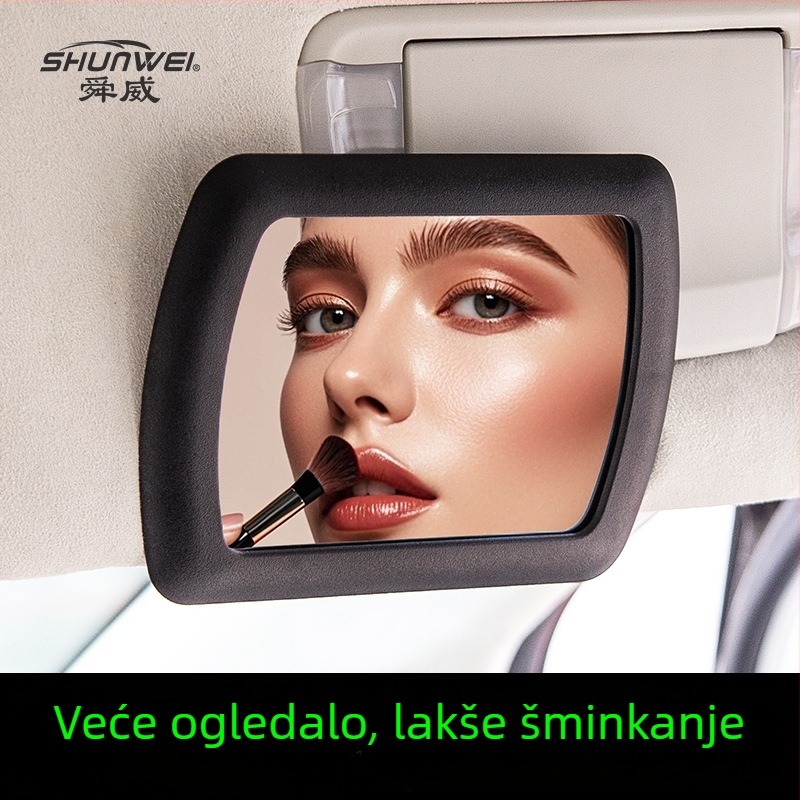 Auto kozmetičko ogledalo SD-2403, ABS i staklo, ugradnja klikom, univerzalna kompatibilnost, težina 73 g