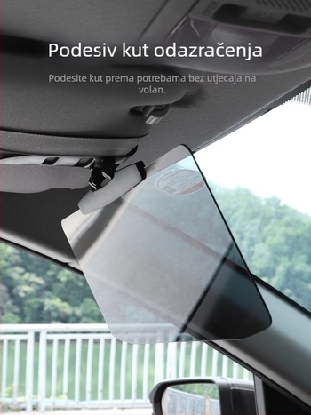 HD kozmetičko ogledalo za automobil – unutarnji vizir protiv blještavila s zaštitom od daljinskih svjetala (montaža ljepilom, universalno, minimalistički stil)