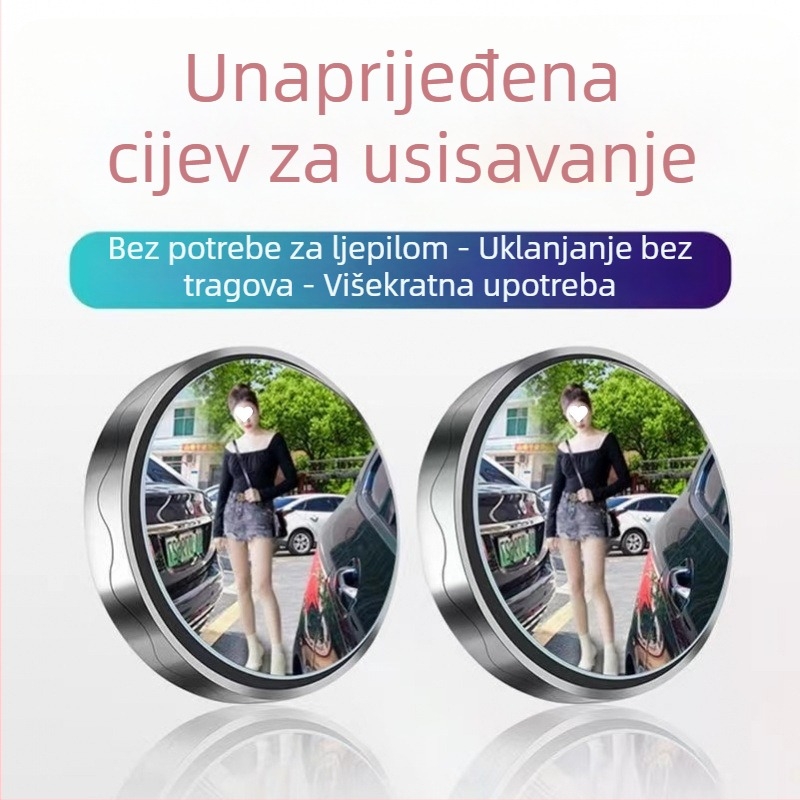 Zrcalo za vožnju unatrag sa usisnom čašicom, kružno, staklo visoke prozirnosti, široki kut, pomoćno zrcalo za mrtvi kut
