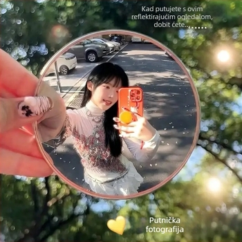 Mini reflektor za putovanje – okruglo izdignuto ogledalo, širok ugao gledanja, visoka razlučivost, za solo putovanja i fotografiju