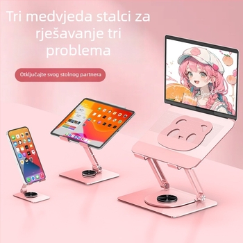 Trojedini rotirajući potpuno metalni stalak za laptop, tablet i telefon – karbon čelik • Model L203 • Univerzalna kompatibilnost • 3,3 kg