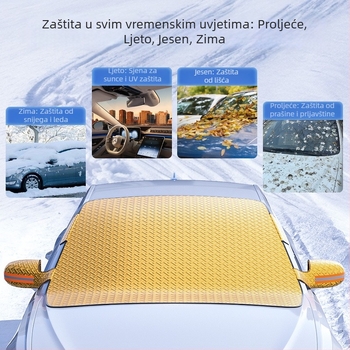 Automobilski snježni štit s suncobranom za auto – debeli zimski dizajn, aluminijska folija, ugrađena montaža, univerzalna kompatibilnost, 350 g