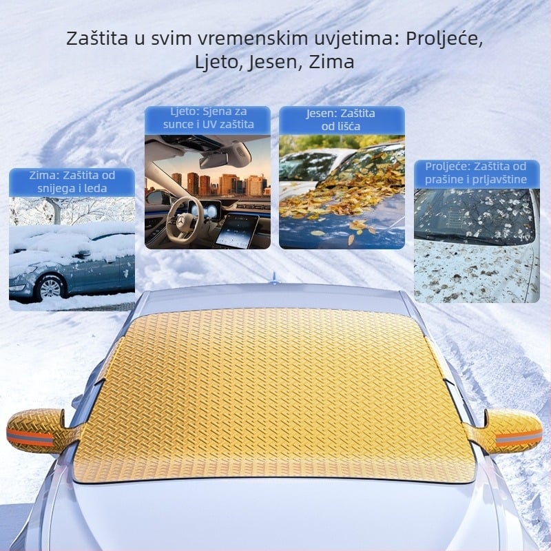 Automobilski snježni štit s suncobranom za auto – debeli zimski dizajn, aluminijska folija, ugrađena montaža, univerzalna kompatibilnost, 350 g