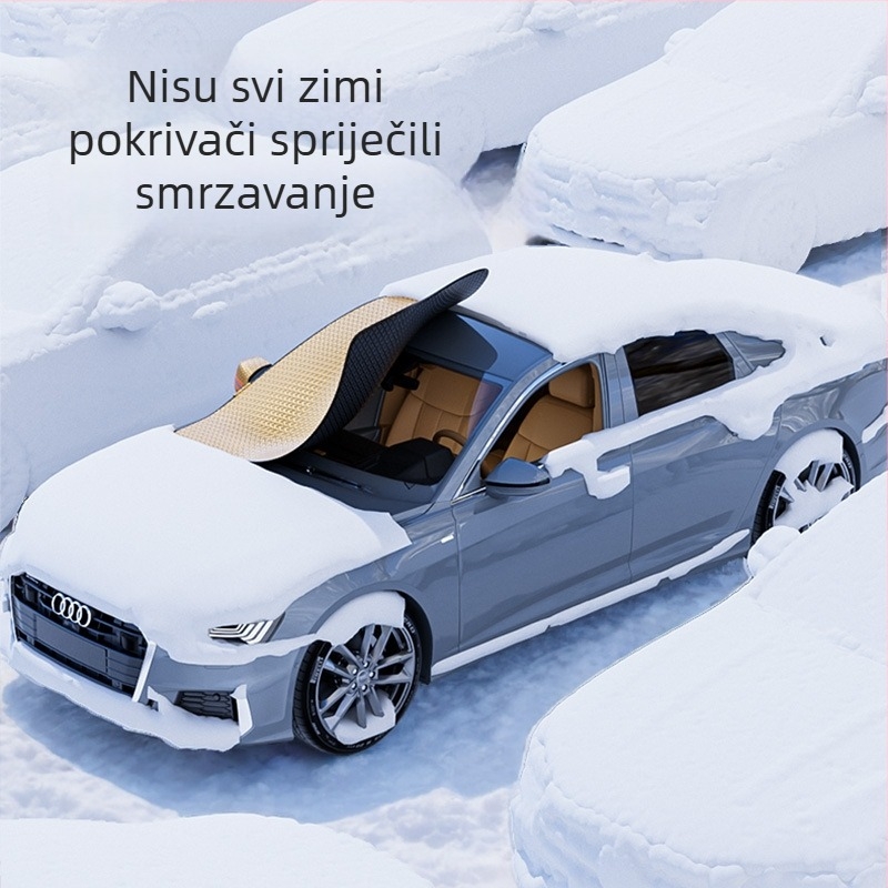 Automobilski snježni štit s suncobranom za auto – debeli zimski dizajn, aluminijska folija, ugrađena montaža, univerzalna kompatibilnost, 350 g