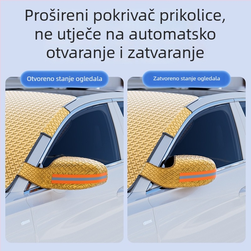 Automobilski snježni štit s suncobranom za auto – debeli zimski dizajn, aluminijska folija, ugrađena montaža, univerzalna kompatibilnost, 350 g