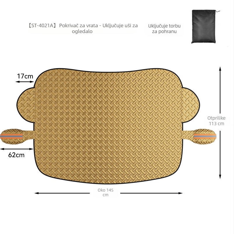 Automobilski snježni štit s suncobranom za auto – debeli zimski dizajn, aluminijska folija, ugrađena montaža, univerzalna kompatibilnost, 350 g