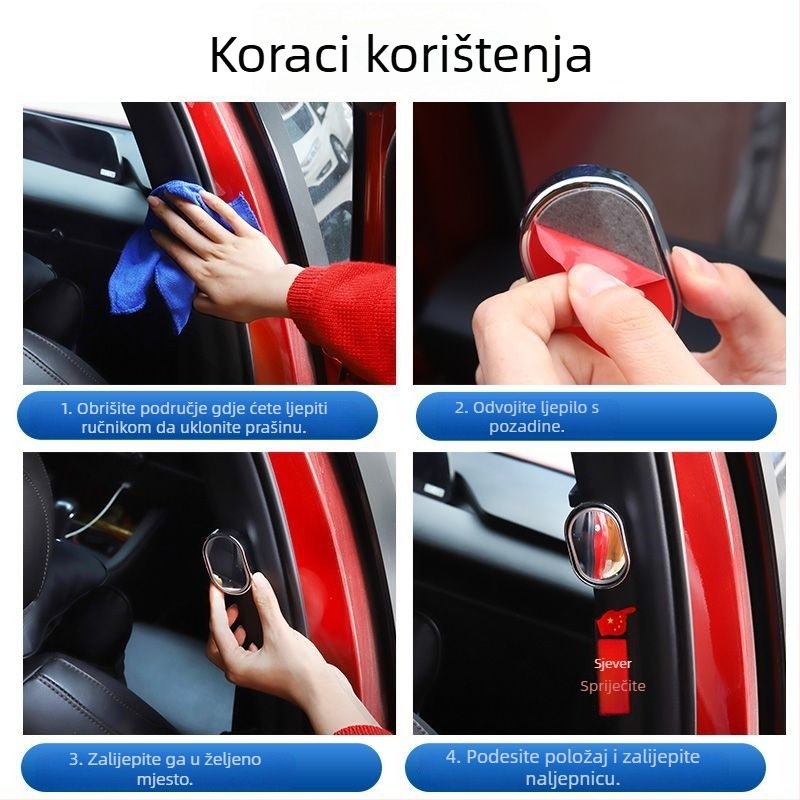 McLallen Automobilski retrovizor s malim okruglim ogledalom za mrtve kutove, unutarnji i vanjski širokokutni promatranje