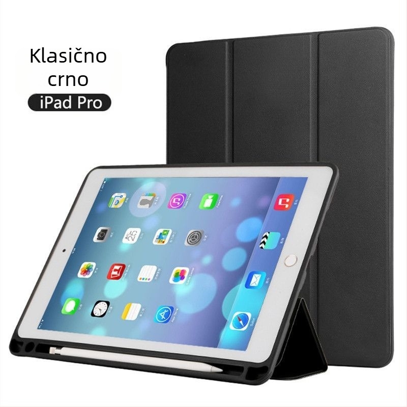 Kućište za iPad Pro s pretincem za olovku, umjetna koža, funkcija režima spavanja, zaštita od pada, izrada toplim pritiskom, prilagodljivo