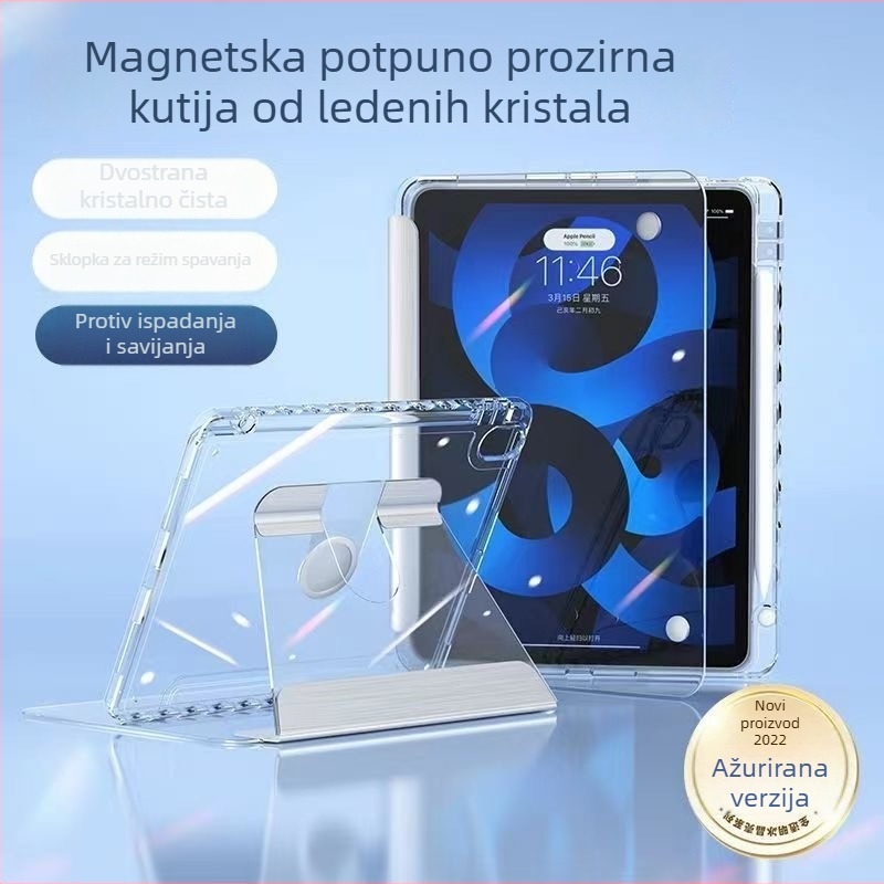 Prozirno akrilno kućište za iPad s džepom za olovku 12,9 inča; magnetsko prozirno kućiste za 10,5 inča
