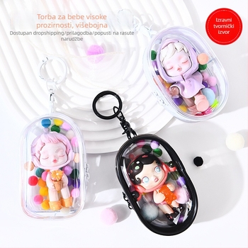 Bubble Mart prozirna PVC viseća torbica za mini figurice 10 cm – izlaganje i skladištenje u blind box, prilagodljivo
