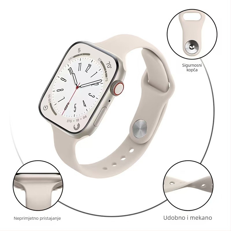 Silikonska narukvica za Apple Watch, kompatibilna sa Series 1–11, Ultra 1–3 i SE3, s kopčom na klik