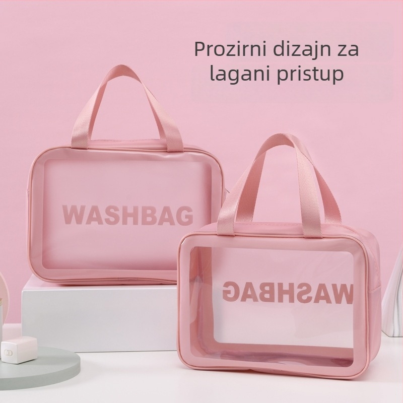 Prozirni PU kozmetički neseser u setu od 3 komada, kubičnog oblika, PVC za putovanja