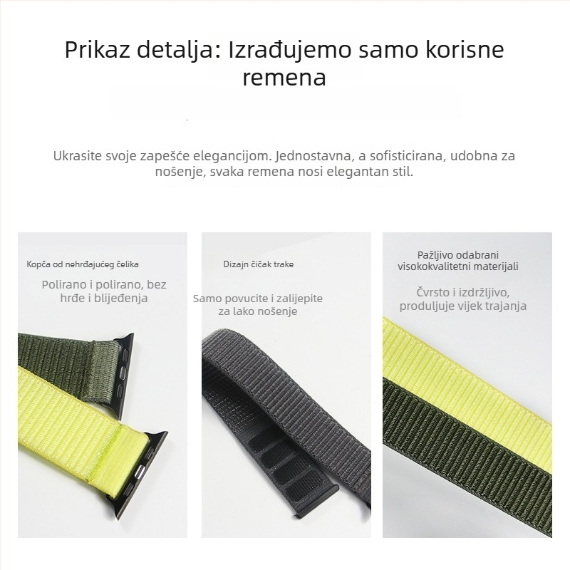 Najlonski tkaninski sportski remen s Velcro za Apple Watch (38–49 mm), širina 20/22 mm.