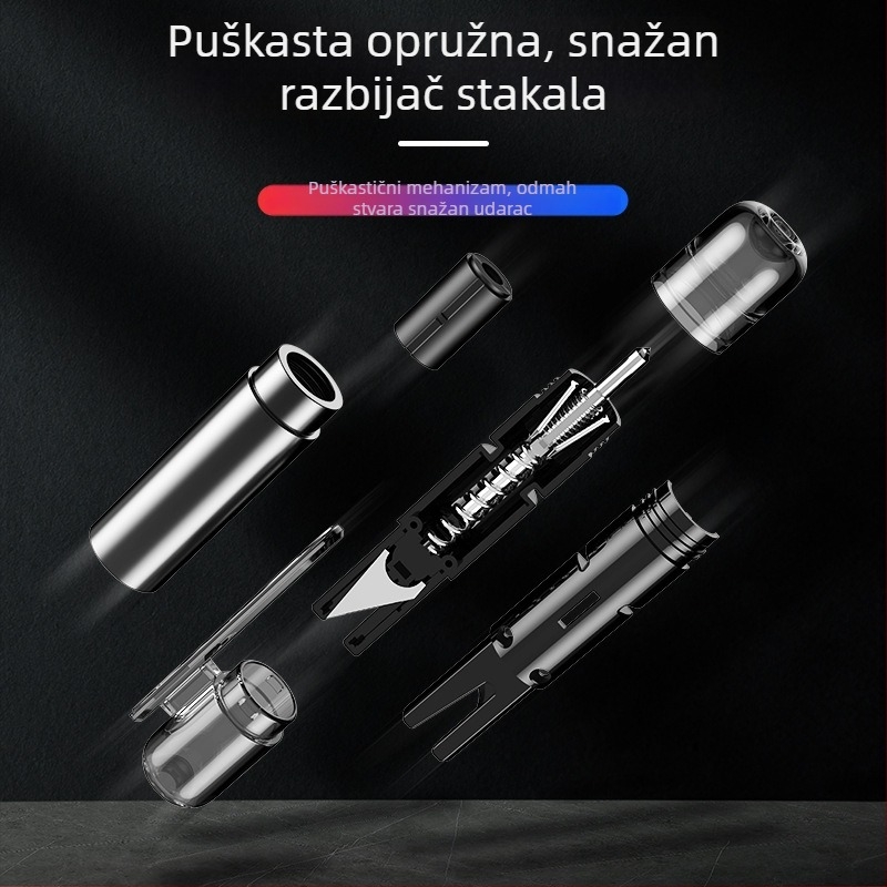 Čekić za razbijanje prozora automobila — hitan alat za spašavanje, aluminijska legura + ABS + čelik, 100 g, porijeklo Zhejiang