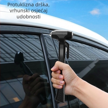 Automobilski sigurnosni čekić s dugom ručkom i rezačem, višenamjenski alat za spašavanje (Drops; Materijal: ABS + visoko ugljični čelik; Težina: 185 g)