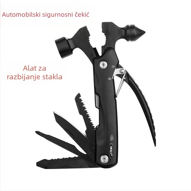 Višenamjenski alat čekić sa kliještima za kampiranje i nužne situacije – nehrđajući čelik, 235 g, prilagodljivo