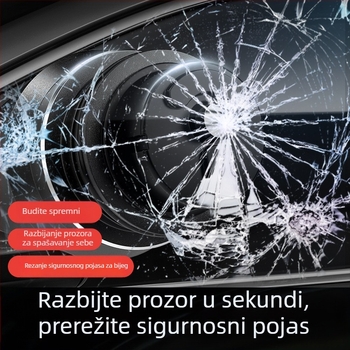 Hitni automobilni čupač prozora i mini rezač, 2-u-1 alat od aluminijske legure za bijeg (Materijal: aluminijska legura + ABS; Težina: 121 g)