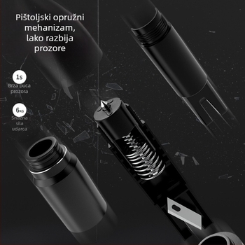 Hitni automobilni čupač prozora i mini rezač, 2-u-1 alat od aluminijske legure za bijeg (Materijal: aluminijska legura + ABS; Težina: 121 g)