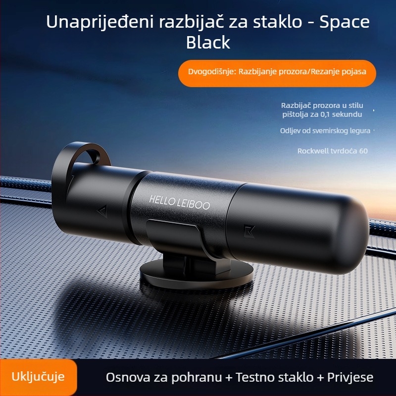 Automobilski sigurnosni čekić za razbijanje stakla i spašavanje — aluminijska legura + ABS, lagan 0,08 kg, prilagodljiv, podržava privatne marke