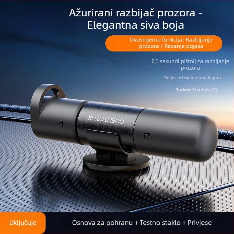 Automobilski sigurnosni čekić za razbijanje stakla i spašavanje — aluminijska legura + ABS, lagan 0,08 kg, prilagodljiv, podržava privatne marke