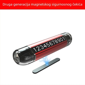 Mu travel 2-u-1 automobilski sigurnosni čekić s magnetskim parking znak, aluminijska legura, 50 g