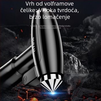 4-u-1 automobilski sigurnosni čekić za unutrašnjost vozila, za razbijanje stakla i rezanje sigurnosnog pojasa, težina 245 g