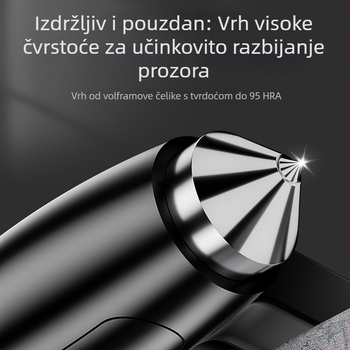 4-u-1 automobilski sigurnosni čekić za unutrašnjost vozila, za razbijanje stakla i rezanje sigurnosnog pojasa, težina 245 g