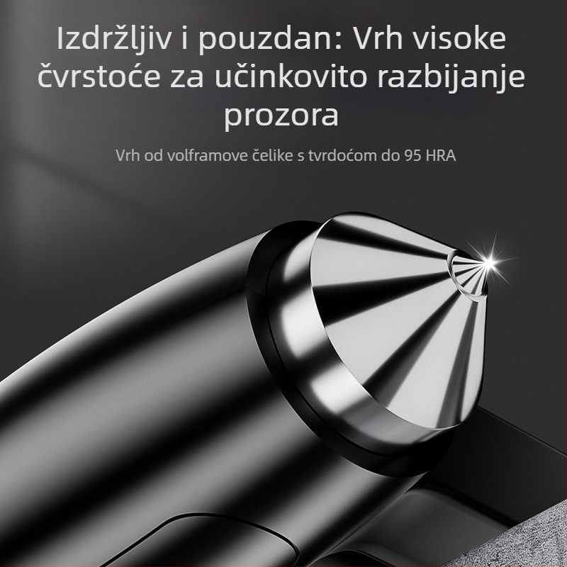 4-u-1 automobilski sigurnosni čekić za unutrašnjost vozila, za razbijanje stakla i rezanje sigurnosnog pojasa, težina 245 g