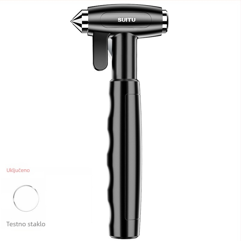 4-u-1 automobilski sigurnosni čekić za unutrašnjost vozila, za razbijanje stakla i rezanje sigurnosnog pojasa, težina 245 g