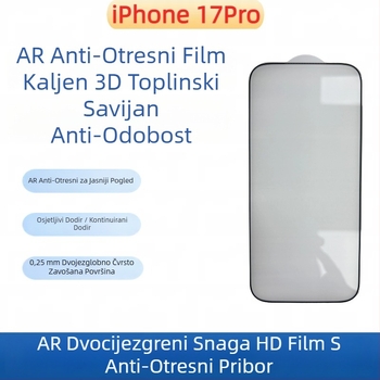 Staklena zaštita prednjeg zaslona za iPhone 17 — HD, anti otisci prstiju, otpornost na pad, potpuno pokriće, automatsko popravak
