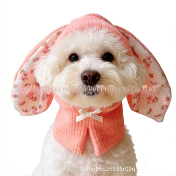 Šešir za kućne ljubimce s Uskrsnim zajačićem, uši psa i šalom, pleteni poliester, jedne boje, strojno tkanje twill, za sve sezone