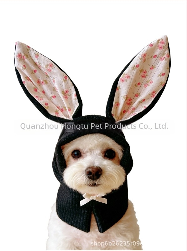 Šešir za kućne ljubimce s Uskrsnim zajačićem, uši psa i šalom, pleteni poliester, jedne boje, strojno tkanje twill, za sve sezone