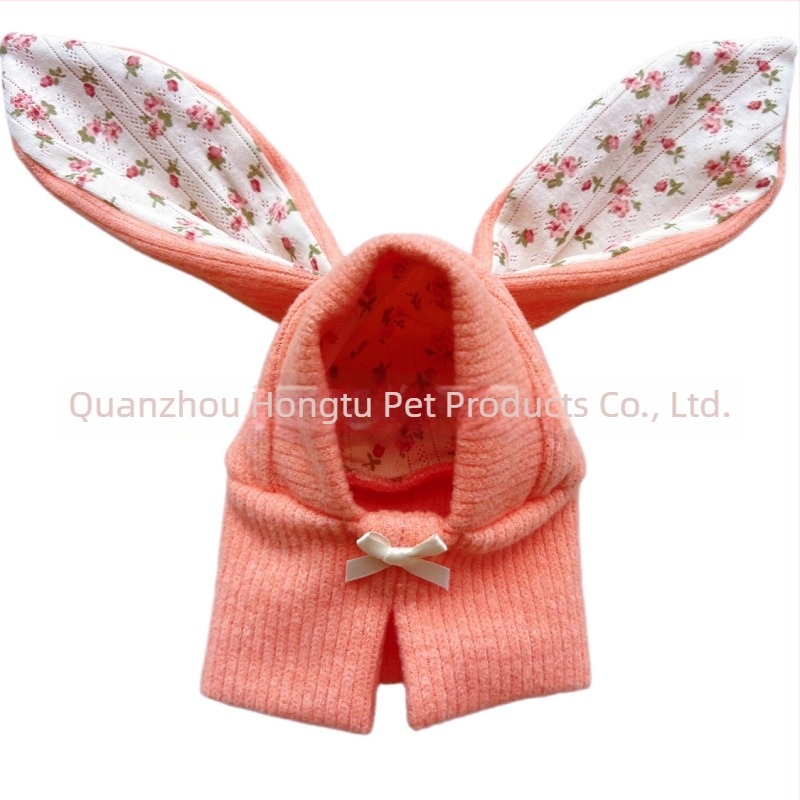 Šešir za kućne ljubimce s Uskrsnim zajačićem, uši psa i šalom, pleteni poliester, jedne boje, strojno tkanje twill, za sve sezone