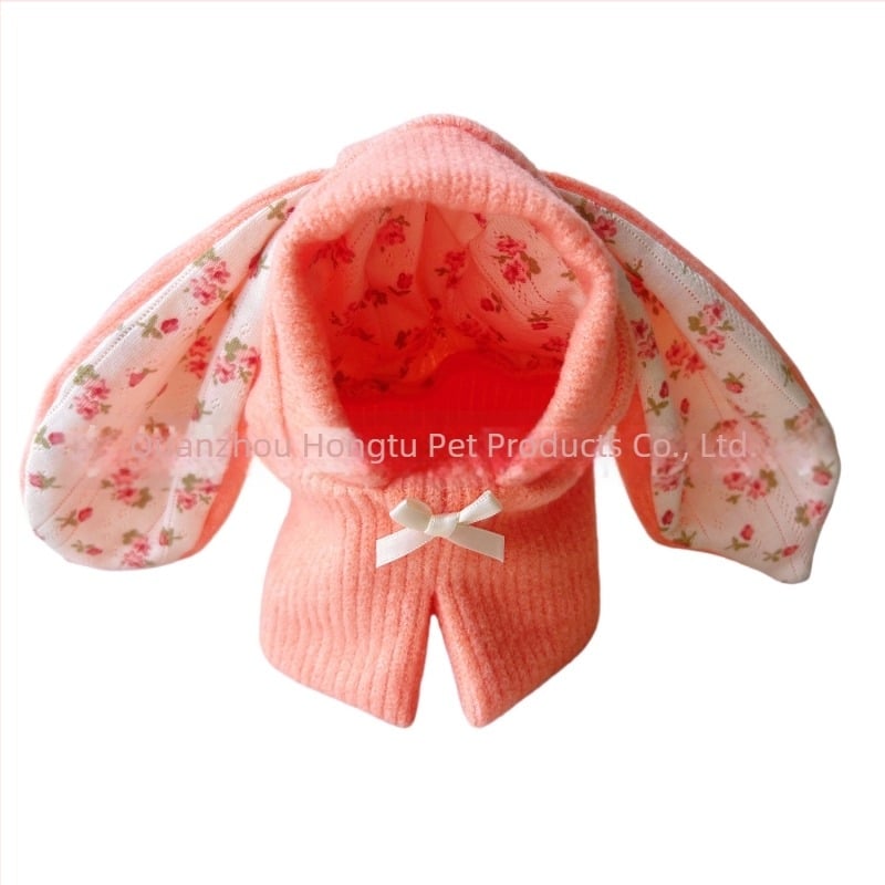 Šešir za kućne ljubimce s Uskrsnim zajačićem, uši psa i šalom, pleteni poliester, jedne boje, strojno tkanje twill, za sve sezone