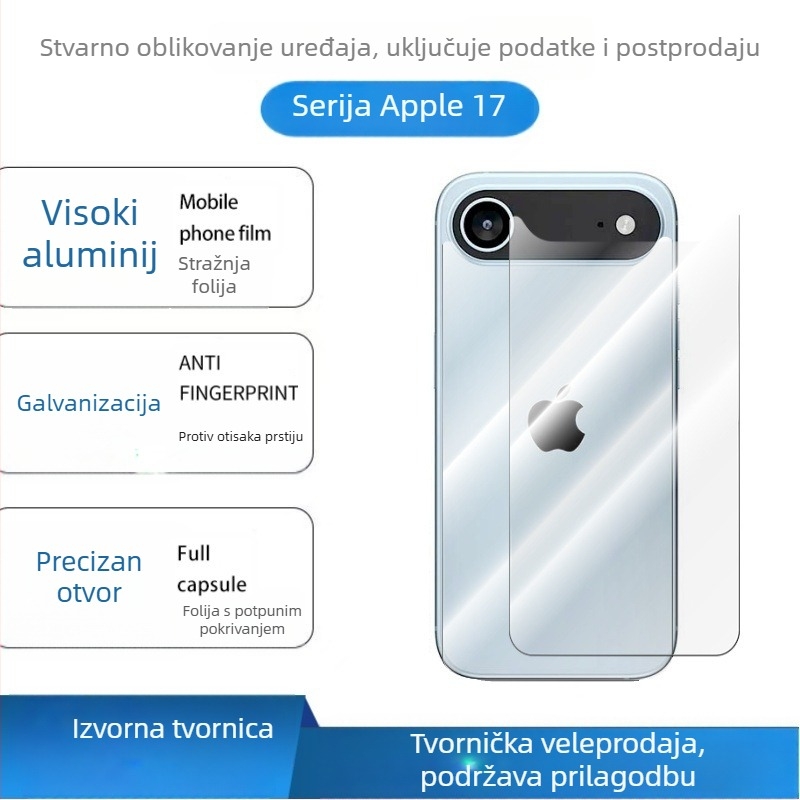 Staklena stražnja zaštita za iPhone 11–16 seriju, prozirni stražnji film s HD jasnoćom i ljepilnim rubom