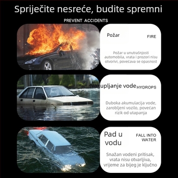 Automobilski čekić za bijeg – višefunkcijski razbijač prozora, prijenosni nužni alat — Materijal: ABS + metal; Težina: 100; Prilagodba dostupna