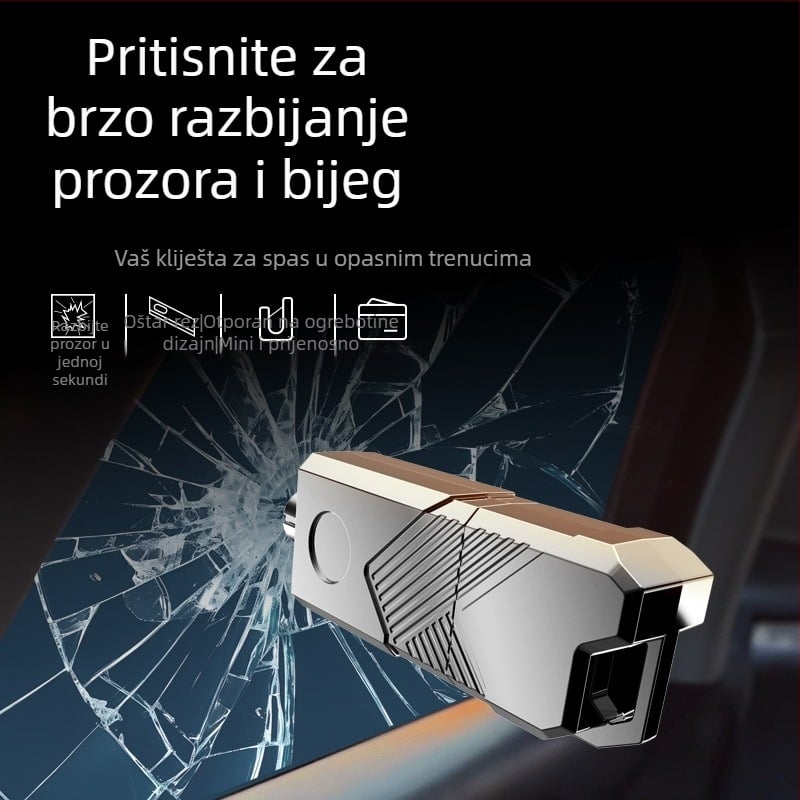 Automobilski čekić za bijeg – višefunkcijski razbijač prozora, prijenosni nužni alat — Materijal: ABS + metal; Težina: 100; Prilagodba dostupna
