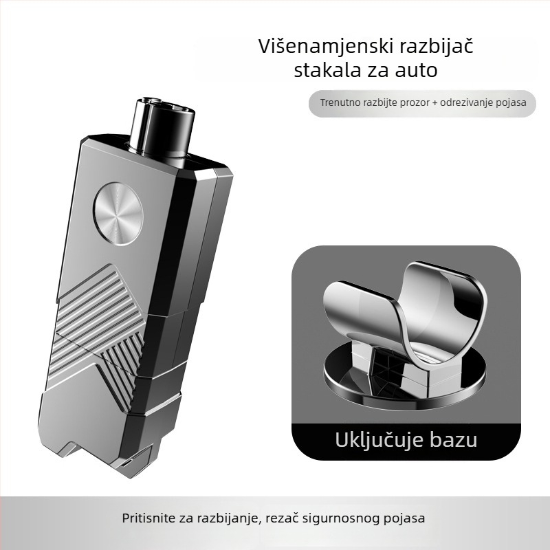 Automobilski čekić za bijeg – višefunkcijski razbijač prozora, prijenosni nužni alat — Materijal: ABS + metal; Težina: 100; Prilagodba dostupna