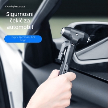 Vozilo-montirani sigurnosni čekić za nužno razbijanje prozora s dugim držalom, ABS + karbonska čelična, 175 g, Marke Chebaibei