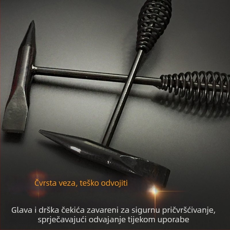 Električarski čekić s glavom od visokougljičnog čelika, dvostruka glava, čelična drška, 300 g/500 g