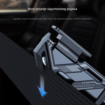 Automobilski sigurnosni čekić s rezačem sigurnosnog pojasa – Višenamjenski mini prenosni alat za nuždu, PC+ABS materijal, Težina 0,2 kg