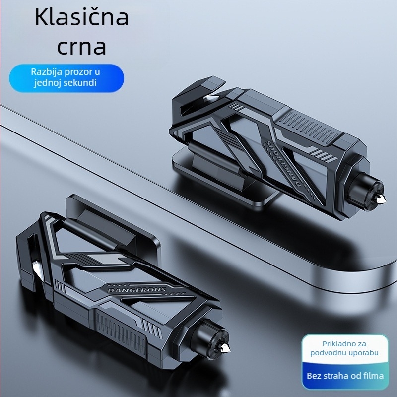 Automobilski sigurnosni čekić s rezačem sigurnosnog pojasa – Višenamjenski mini prenosni alat za nuždu, PC+ABS materijal, Težina 0,2 kg