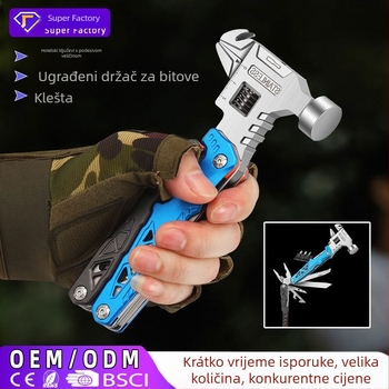 Čekić s kružnom glavom – višenamjenski kamping alat s integriranim ključem i kliještima, sklopivi, glava od visokougljičnog čelika, duljina 170 mm, težina 0,425 kg