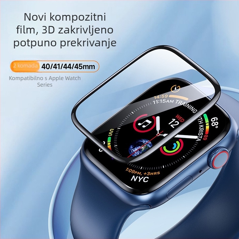 Zaštitna folija za Apple Watch Series 11, cijeli zaslon, otporna na otiske prstiju, TPE+PMMA