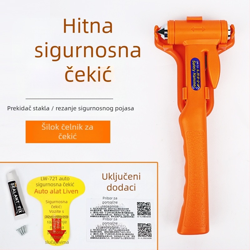 Automobilski sigurnosni čekić s ručnim prozorom i rezačem pojasa – ugljikova čelika, marka Shunwei