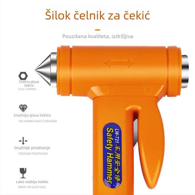 Automobilski sigurnosni čekić s ručnim prozorom i rezačem pojasa – ugljikova čelika, marka Shunwei