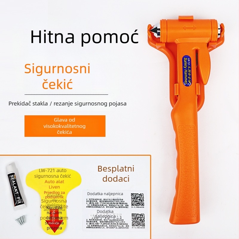Automobilski sigurnosni čekić s ručnim prozorom i rezačem pojasa – ugljikova čelika, marka Shunwei