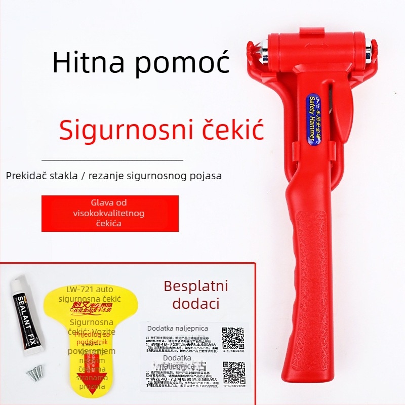 Automobilski sigurnosni čekić s ručnim prozorom i rezačem pojasa – ugljikova čelika, marka Shunwei